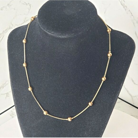 MONET Vintage Goldtone Ball Bead Chain Necklace - Picture 1 of 6